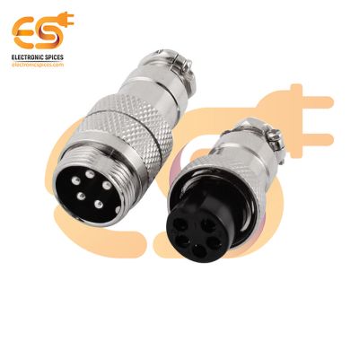 GX16 5-pin Docking Style Metal Male & Female Plug Socket Pack of Single Pair